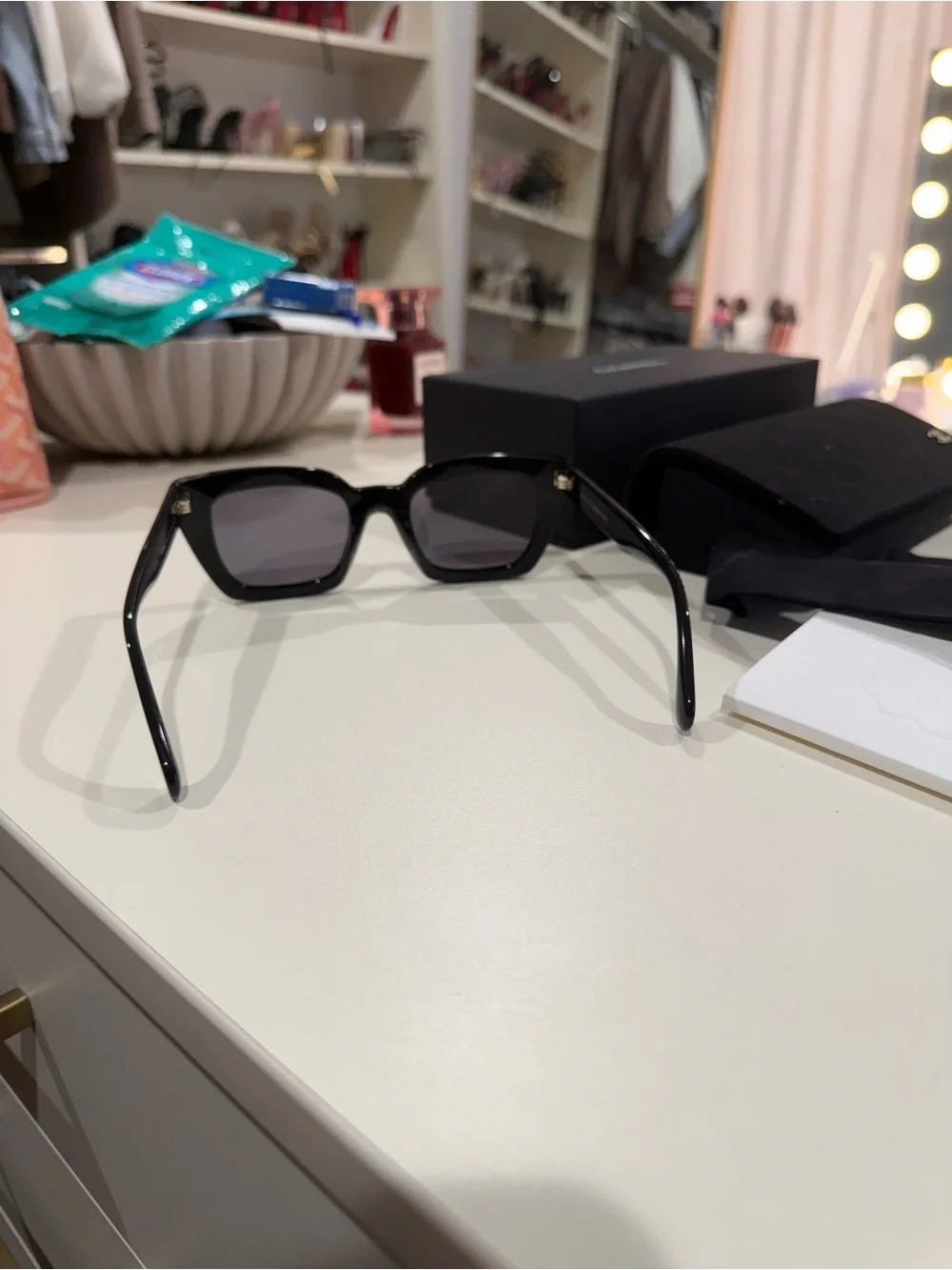 CHANEL Black Sunglasses with Gold CC Accent